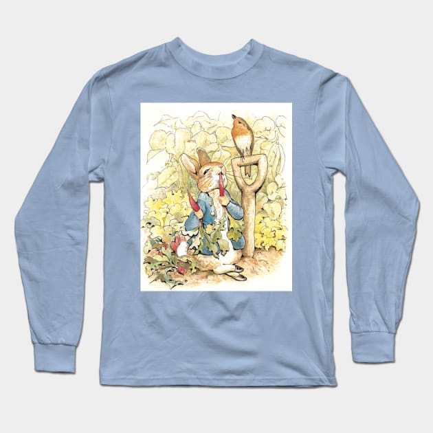 Peter Rabbit in the Garden - Beatrix Potter Long Sleeve T-Shirt by forgottenbeauty